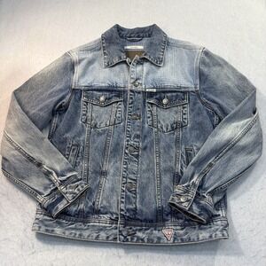 Guess Men's Denim Dean Jacket Small Medium Wash  Blue Long Sleeve Pockets Button